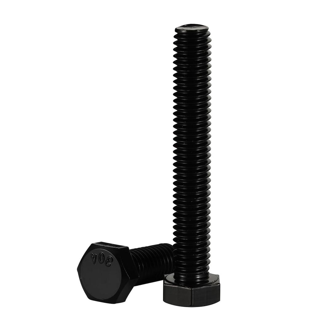 1/4-20 x 2 Hex Head Cap Screws Hexagon Bolts, Stainless Steel 18-8 Black Finish, UNC Coarse Thread Fully Threaded, 20 PCS