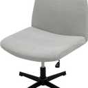 LiveGo Armless Chair Slipcover Armless Office Desk Chair Cover Knitted Jacquard Modern Vanity Chair Cover Wide Seat Computer Task Chair Cover Mid Back Accent Chair Cover (Light Gray)