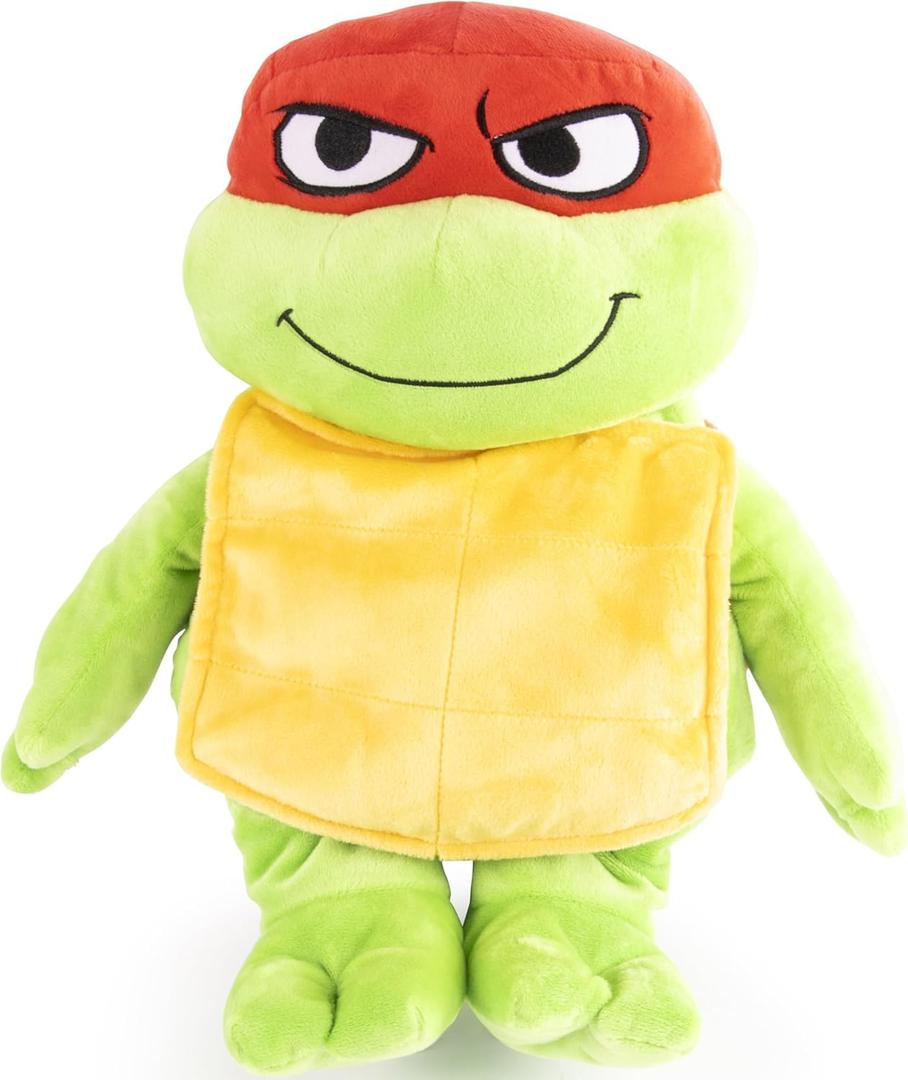 Jay Franco Weighted Nickelodeon Teenage Mutant Ninja Turtles Raphael Plush Pillow Buddy - Super Soft Turtle Tots Character Pillow - Polyester Microfiber, 17 Inches, 2.5lbs