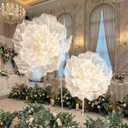 Yunsailing 2 Pcs 16, 24 in Giant LED Artificial Flower Large Silk Flower Decorations with LED Light White Faux Florals for Wedding Bridal Shower Graduation Birthday Party Supplies
