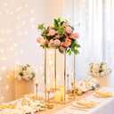 Sziqiqi Wedding Centerpieces Vase for Tables with Plates - 10 Pcs Metal Column Geometric Flower Stand 23.6in Gold Flower Display Rack Decorations for T-Stage Reception Party Fiesta Event Home