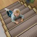 1PC Stair Treads Non-Slip Washable Peel and Stick Stair Treads for Wooden Steps Indoor Reusable Stair Carpet Treads Adhesive Stair-Runner Rugs for Kids and Dogs Elder30"x30"Black)