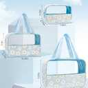 2 x Clear Makeup Bag, TSA-Approved Travel Toiletry Bag for Women Men, 3 Pcs of Carry-On Cosmetic Bag Set, Waterproof Quart Size Organizer Tote Purse Pouch with Handle Zipper Travel Essentials Accessories