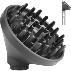 Upgraded Large Diffuser Attachment for Dyson Airwrap Styler for Fast Drying Wave Curly Thick Hair, Heat Resistant Nylon Fiber Nozzle Attachments, Grey
