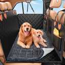 Hard Bottom Car Seat Cover for Dog swith Removable Soft Blankets,Scratch-Proof and Anti-Slip Car Dog Hammock for Large Dogs Brown for Car, SUV