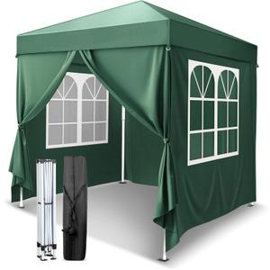 VINGLI 6.5x6.5 Pop Up Canopy Tent with Sidewalls, Outdoor Gazebo Canopy Tent, Patio Event Tents Outdoor Event Shelter for Parties (Green)