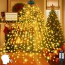 Voice Controlled Christmas Tree Lights with 7 Commands, 480LED Cascading Twinkle Lights 7.9FT 16 Lines Waterproof Waterfall Tree Lights with 12 Modes for Indoor Outdoor Christmas Decor (Warm White)