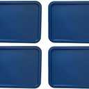 Replacement Lids for Pyrex 3-Cup Glass Food Storage Container Bowls, (7.75 x 5.75-Inch) Plastic Rectangle Lids Covers fits Pyrex 7210-PC, Airtight & Leakproof (4-Pack, Blue)