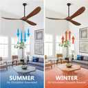 ABZ Ceiling Fans without Lights - 72 Inch Outdoor Ceiling Fans no Lights with Remote Control, 3 Blade Solid Wood Large Ceiling Fan for Patios Living Room Bedroom