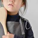 2 x Luchuan Cotton Aprons for Kids, Childrens Aprons with Adjustable Shoulder Strap for Painting Crafting Kitchen (Gray)