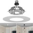 R5 and 6 Recessed Can Light Conversion Kit, Fixture Upgrade, Pendant & Hanging Light, Ceiling Fan Compatible, 7 Inch Flat Steel Ceiling Medallion, White Finish