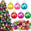 30 Pcs Mini Disco Balls Rainbow Disco Ball Christmas Ornaments Colorful 1.18in Little Mirror Disco Balls for Xmas Tree Decoration,Wedding,Birthday