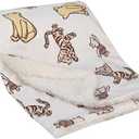 Disney Classic Pooh Hunny Fun with Piglet and Tigger White and Taupe Super Soft Baby Blanket