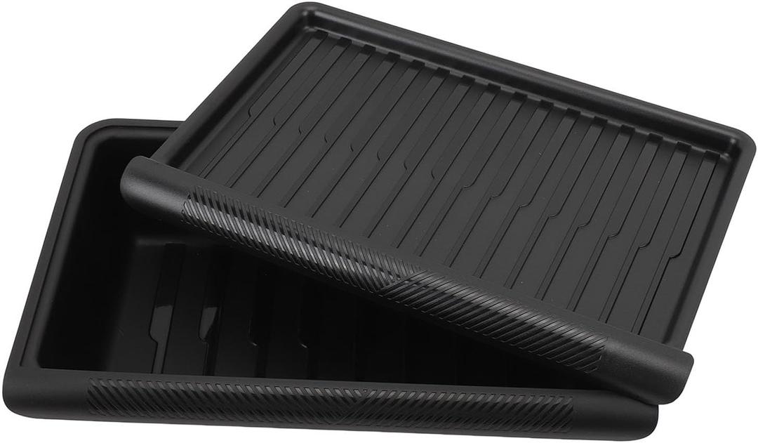 2Pcs Under Seat Storage Box, TPE Storage Tray Box Space Saving Shock Proof Under Seat Hidden Storage Tray Organizer with Lid for Car