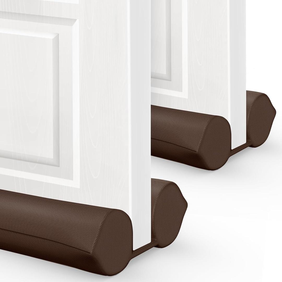 2 Pack Under Door Draft Stopper - Bottom Door Gap Filler & Seal - Fits 30 to 36 Door, Block Cold Air, Noise, Sound, Wind, Bugs, Easy to Install, Double Side Block, No Adhesive, Brown