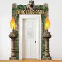Dinosaur Park Party Decorations Dinosaur Birthday Porch Banner Backdrop Halloween Dino Party Supplies Door Decoration Banner Photo Booth Backdrop Hanging for Dinosaur Park Birthday Photo Props