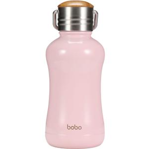 YOHKOH Mini Insulated Water Bottle With Bamboo Lid - 8.8oz Small Vacuum Insulated Water Bottle for Women Kids, 12 Hrs Hot & 24 Hrs Cold Stainless Steel Thermos Leak-Proof BPA-Free (8.8oz,Pink)