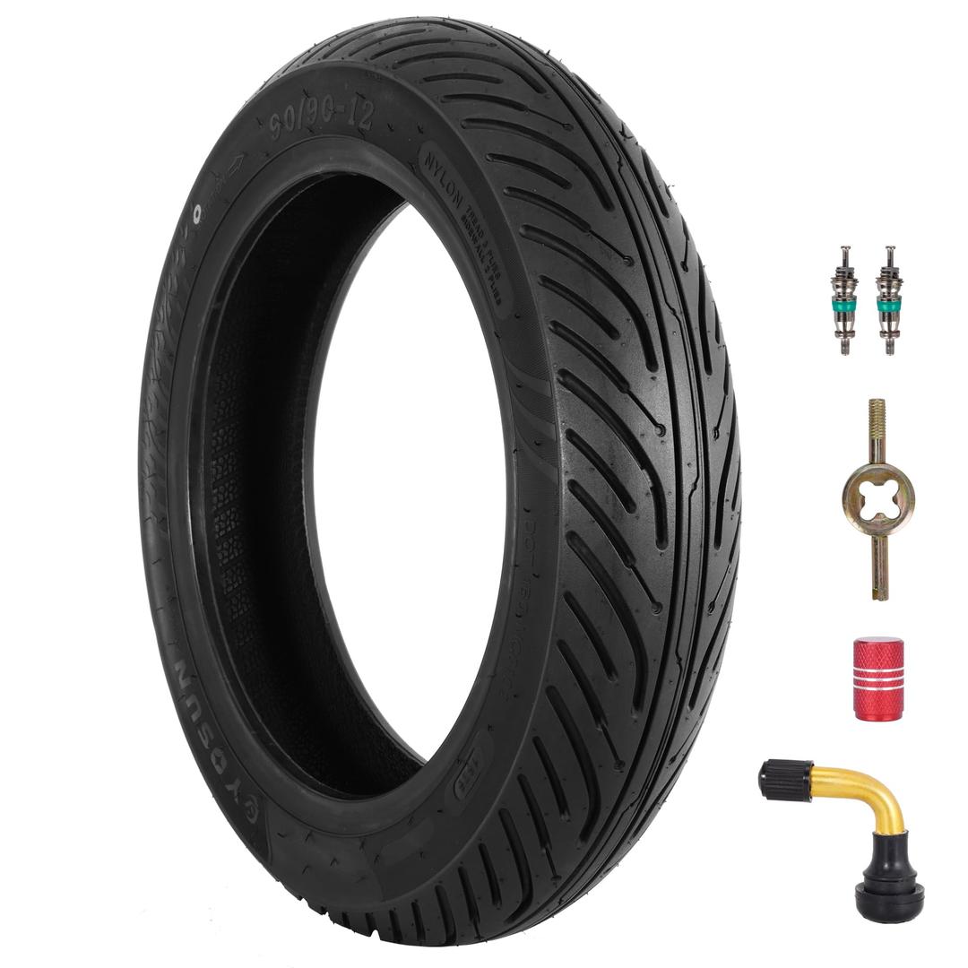 90/90-12 Tubeless Tire for Scooter, Moped, Tricycle - 6PR 59 J - 1 PACK