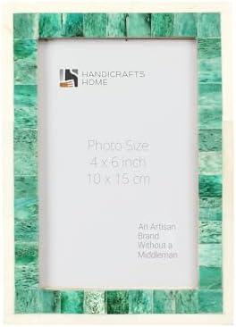 Handicrafts Home Picture Photo Frame Mosaic Art Inspired Vintage Wall Décor Christmas Gifts Frames - 4x6, Green