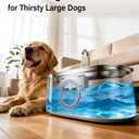 4.2Gal Dog Water Fountain for Large Dogs, 16L Stainless Steel Dog Fountain Water Bowl with Multi-Filtration & Deeper Drinking Tray, Extra Large Pet Water Fountain with Water Window & LED, Ultra-Quiet