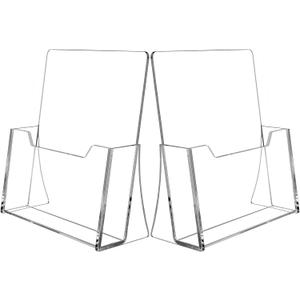 Acrylic Brochure Holder 8.5 x 11 inch 2 Pack, Clear Flyer Holder Plastic Stands for Displaying Pamphlets, Magazines, Literature, Brochures, Booklets, Menu, Desk Holder, Countertop Organizer