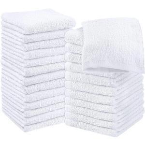 Utopia Towels Cotton Washcloths Set - 100% Ring Spun Cotton, Premium Quality Flannel Face Cloths, Highly Absorbent and Soft Feel Fingertip Towels (24 Pack, White)