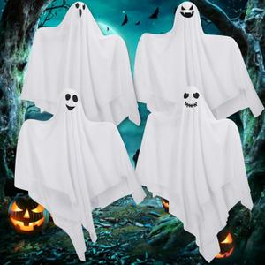 4 Pack Halloween Hanging Ghosts Decor, Hanging Halloween Decorations Outdoor, Halloweens Flying Ghost for Front Yard Porch Patio Lawn Garden Trees Party Dcor and Holiday Halloweens Hang Decorations