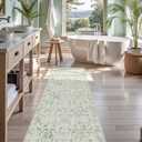 Green 3x10 Runner Rug for Hallways Bed Side Kitchen, Boho Washable Distressed Low-Pile Floor Entryway Long Bathroom Mat, Non-Slip Laundry Room Washstand Front Carpet Green 36x84 Inch