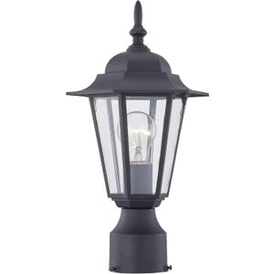 Outdoor Post Light, Pole Lantern, E26 Base 60W Max, Aluminum Housing Plus Glass, Wet Location Rated, ETL Qualified, Bulbs not Included, Black (1 Pack)