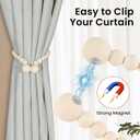 KLOGTSIND Magnetic Curtain Tiebacks, Curtain Tie Backs for Curtains 6 Pack, Wood Bead Curtain Tiebacks, Curtain Holders for Boho Bedroom Decor, Baby Nursery Decor, Farmhouse Decor
