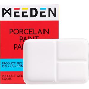MEEDEN Ceramic Artist Paint Palette, Rectangle Porcelain Watercolor Palette, 10'' × 7'' Ceramic Mixing Tray for Gouache, Watercolor, Acrylic Painting