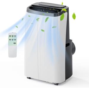 Portable Air Conditioner for Rooms up to 450 Sq. ft, 12,000 BTU 3-in-1 AC unit with Dehumidifier and Cooling Fan with 3 Speeds, Digital Display, Remote Control, 24-hour Timer, Window Vent Kit