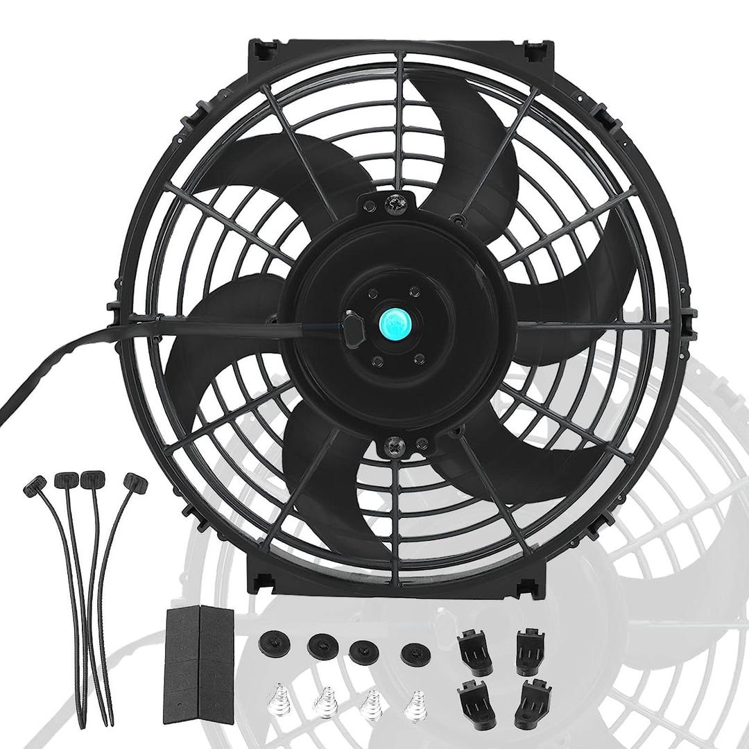 10" inch Universal Slim Fan Push Pull Electric Radiator Cooling Fan with 12V 800 CFM Mount Kit