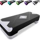 GYMMAGE Adjustable Workout Aerobic Stepper, Aerobic Exercise Step Platform with 2 Risers, Exercise Step Deck for Fitness, 26.5" Trainer Stepper with Non-Slip Surface Home Gym & Extra Risers Options (Gray&Black)