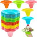 Alaeseje 100 PCS Snow Cone Cups,8 oz Plastic Flower Shaped Shaved Ice Drip Cups,Colorful Snow Cone Bowls for Holiday Summer Beach Party Birthday