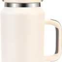 Cafezi 64 oz Leak-Proof Insulated Tumbler with Flip Straw Lid - Sweat-Free, Top and Side Handle, Anti-Slip Silicone Base, Iced for 34 Hours - Water Jug for Hiking, Fitness, Office, Travel, Home (Creamy)