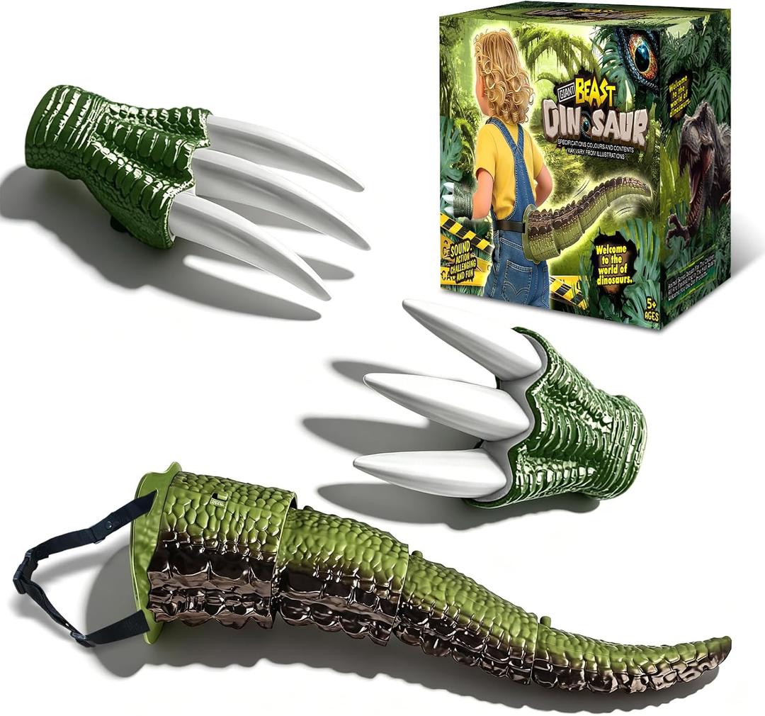 Halloween Dinosaur Cosplay Costume, 2PCS Dinosaur Claws and Tail Toys