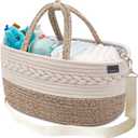 Baby Diaper Caddy Organizer, Shoulder Strap Buckle, 4 Inner Pockets Portable Nursery Storage Basket with Detachable Compartments,100% Cotton Woven Bin (Small, Yellow)