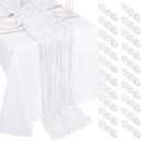 20 Pack Cheesecloth Table Runner - 17x108 Inch White Boho Gauze Cheese Cloth Table Runners for Baby Bridal Shower Decoration Wedding Party Summer Garden Farmhouse