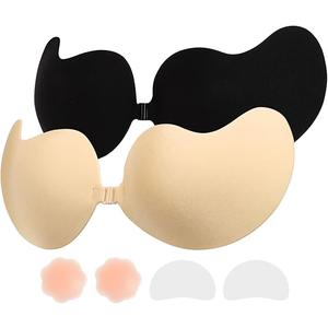2 x SAMFLAG Sticky Bra Backless Backless Strapless Bra Push Up for Nipple Cover Suitable for Daily, Party, Weddings Dress wear(Nude,C)
