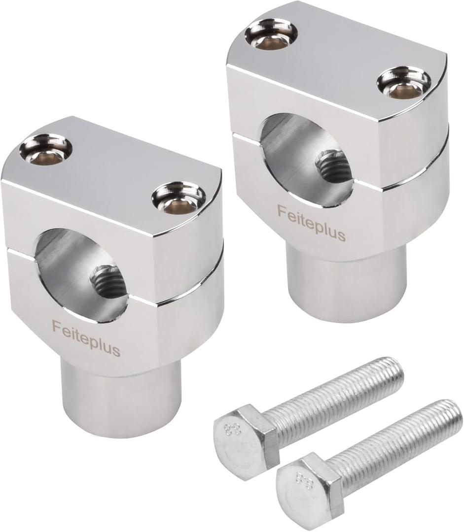 ROUND 1" Handlebar Bar Risers Motorcycle Bar Clamps Compatible with Harley Handle Bar Riser Extension Kit Chrome,1.5inch Raise