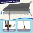KELIXU Manual Retractable Awning, 118-Inch Adjustable Retractable Awnings for Patio Door Exterior Sunshade Shelter, Window Awning Canopy with UV Protection for Backyard, Garden, Balcony - Gray, 118" x 47"