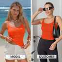 EXLURA Women Summer Crochet Crop Tops Sleeveless Spaghetti Strap Tank Cami Knit Y2K Clothes Boho Resort Beach Going Out Tops (Orange, S)