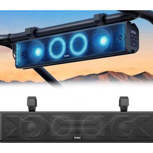 25 Inch UTV Sound Bar, ATV SoundBar Bluetooth with RGB Lighting, IP66 Waterproof Golf Cart Sound Bar, Amplified Powersports SXS SoundBar, UTV Speakers Compatible with Polaris RZR Can-Am