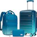 LARVENDER Carry on Luggage Sets 3 Piece, 20 Inch Suitcases, Ocean Breeze | 22x14x9 Airline Approved, Gradient PC+ABS Hardshell, Smooth 360 Wheels, TSA Lock, 3-Piece Set with Color-matched Backpack