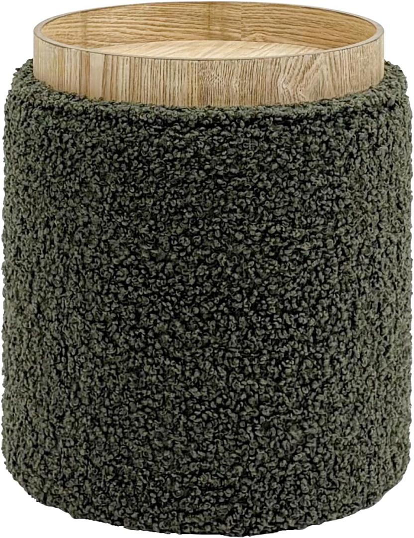 Get Set Style Modern Round Ottoman with Soft Padded Seat, Storage Vanity Stool for Makeup, Upholstered Footrest Stool Ottoman Foot Stool for Living Room, Bedroom, 13.8"D x 13.8"W x 15.4"H
