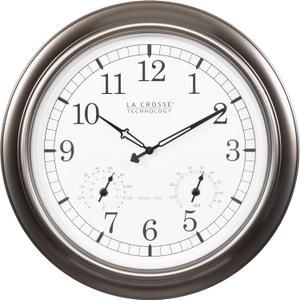 La Crosse Technology WT-3181PL-INT 18 inch Atomic Outdoor Clock with Temperature & Humidity
