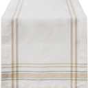 DII French Stripe Dining Table Collection Farmhouse Style Table Runner, 14x108 Inches, White Chambray