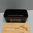 Butter Dish with Lid: Large Butter Dish for Countertop - Ceramic Butter Keeper Container with Knife and High Quality - Silicone Sealing Butter Box for Home Decor Good Kitchen Gift Black
