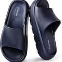 Platform Slides for Women and Men | Chunky Thick EVA Sole with Stable Support | Non-Slip for Daily Wear (9.5-10.5 Women/8-9 Men, Navy)